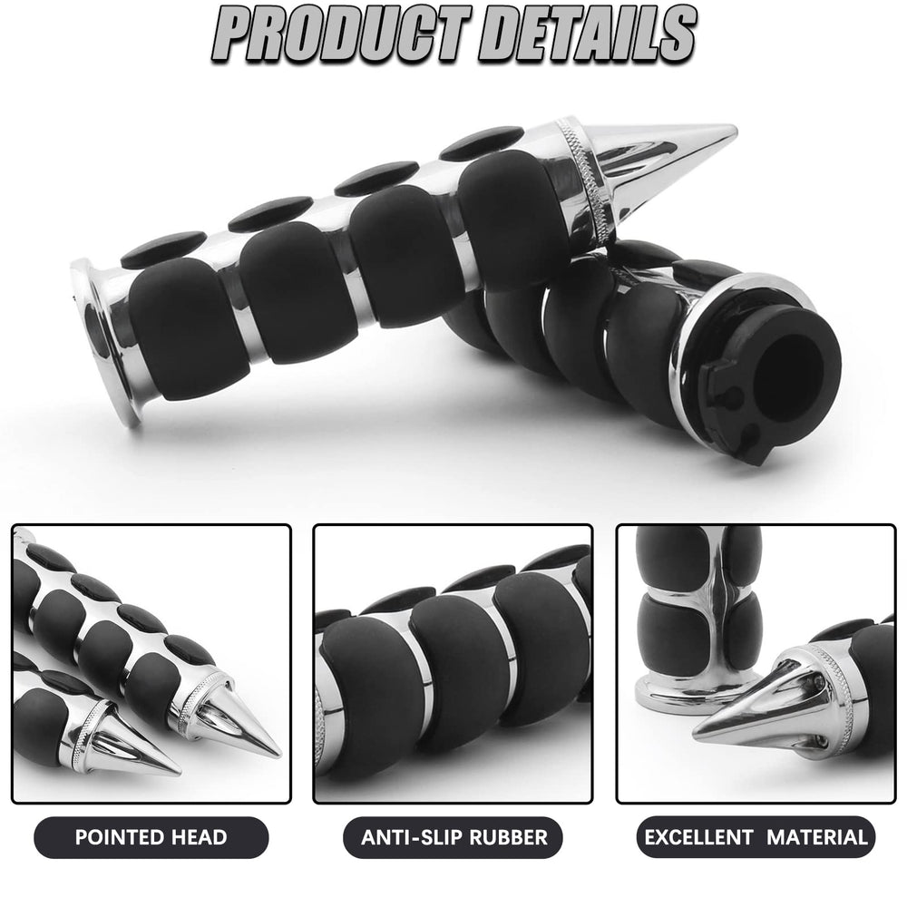 DREAMIZER universal 1 inch chrome spiked grip top angle displaying chrome finish