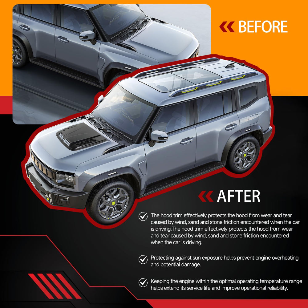 DREAMOTOR hood scoop on a Jeep Wrangler illustrating versatility and style