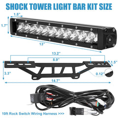 Drieaco 12-inch bar offers spot beam reach for long-range visibility.