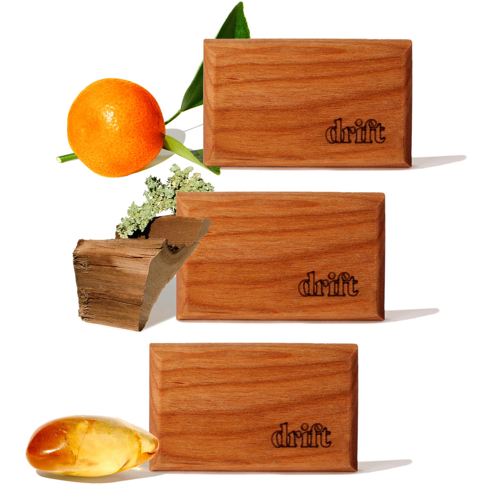 Drift original wood car air freshener on visor for long-lasting freshness