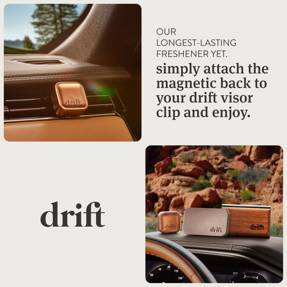 Drift Starter Kit with metal vent clip and refill ready for quick scent setup.