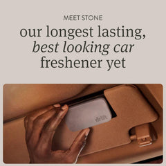 Drift stone packaging highlights eco-friendly design and refillable scent.