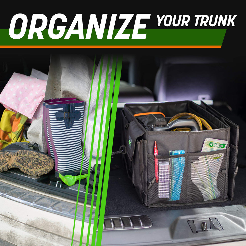 Drive Car Trunk Organizer with multiple compartments for groceries and tools.