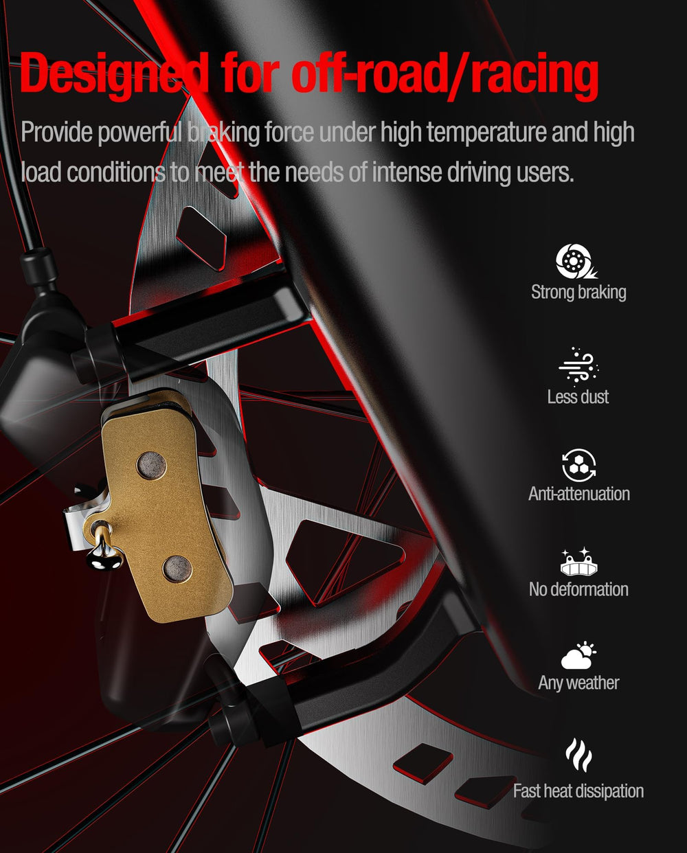 DriveXpwr ceramic low-dust yellow brake pads for cleaner wheels