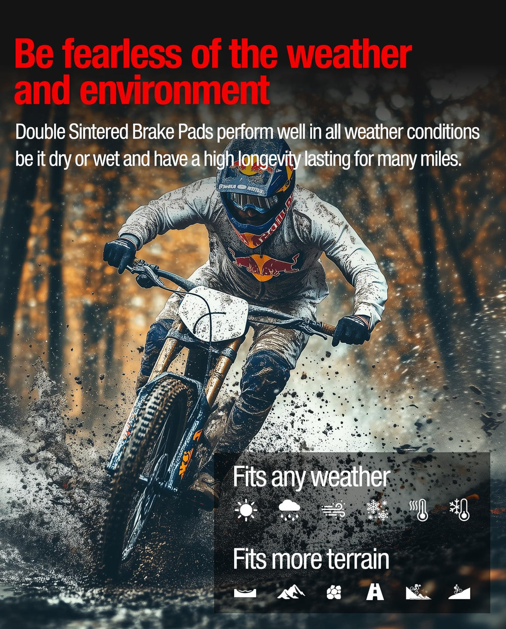 DriveXpwr quiet-braking yellow pads minimize squeal during downhill rides