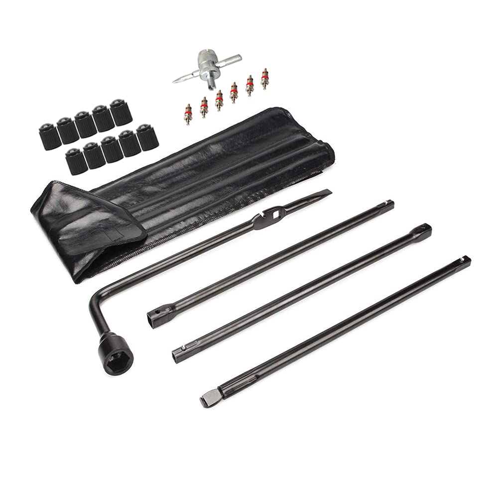 Dr.Roc spare tire tool kit in a compact case for organized roadside storage.