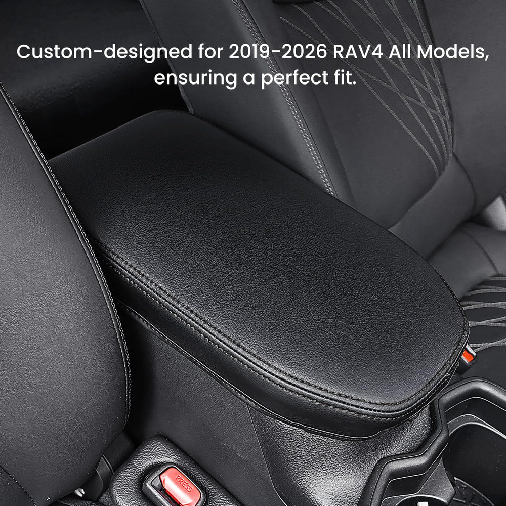 Drytuns RAV4 center console cover easy no-tool installation with straps.