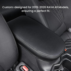Drytuns RAV4 center console cover easy no-tool installation with straps.