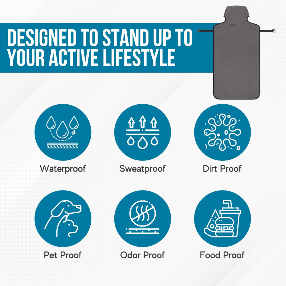 DryvaSeat universal-fit microfiber cover works with most cars and seats.