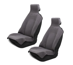 DryvaSeat waterproof car seat cover in gray protects against sweat and spills.