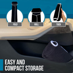 DryvaSeat easy installation and roll-up storage for car or gym bag