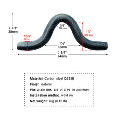 DSBGKJI weld-on safety chain clip on frame demonstrating quick attachment for secure trailer connections