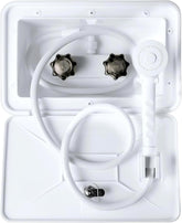 DSRTLP exterior shower box front view on an RV for outdoor rinsing.