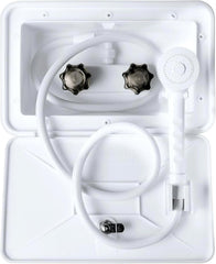 DSRTLP exterior shower box front view on an RV for outdoor rinsing.