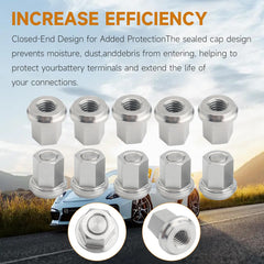 Dsyboko stainless steel post nut for weather-resistant battery systems.