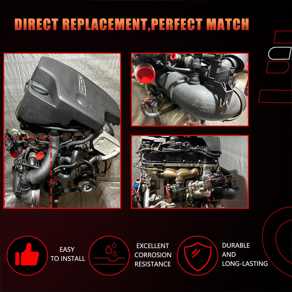Dtomi air intake hose BMW front view highlights compact, durable design