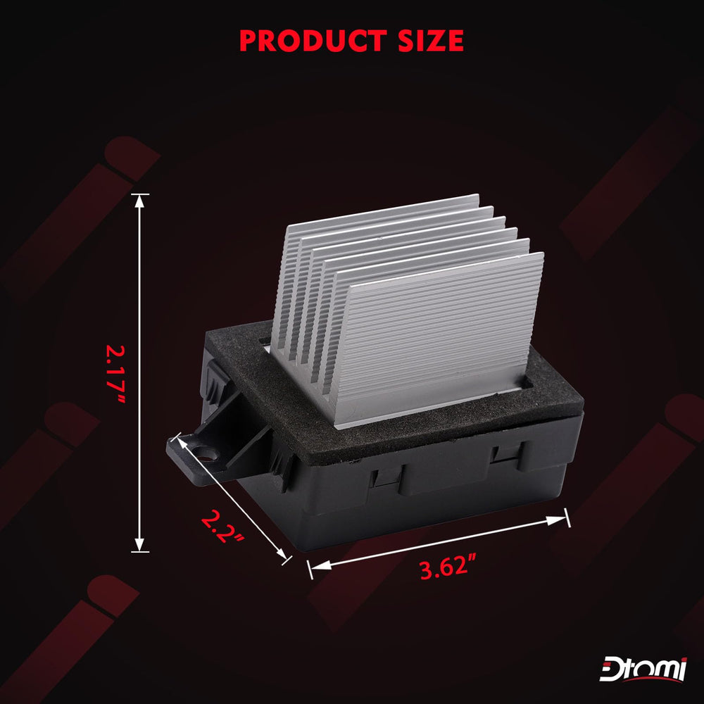 Dtomi blower resistor showing aluminum heat sink for heat dissipation