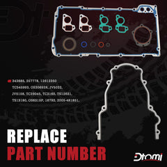 Dtomi oil pan gasket set close-up highlighting durable materials for engine sealing.