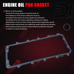 Dtomi oil pan gasket surface rendering highlights smooth finish for reliable sealing.