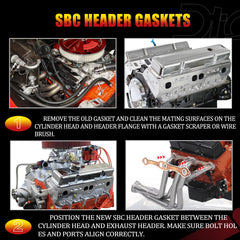 Compatibility chart highlighting Dtomi SBC gasket suitability for small-block Chevy engines.
