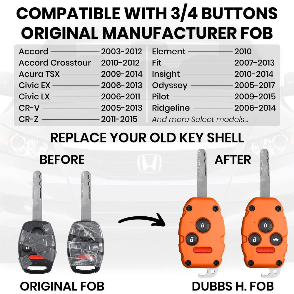 Dubbs Honda key fob shell crack-resistant durability protects daily use