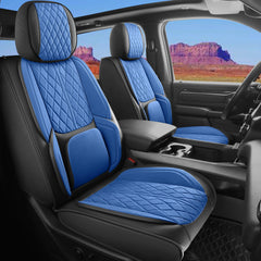 DuDuWang F-150 front seat cover in black and blue with custom-fit precision.