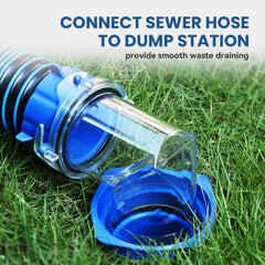 DUMPMAN RV sewer elbow shows bayonet fitting for secure attachment.