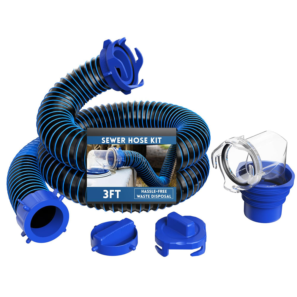 DUMPMAN RV sewer hose 3ft ready for easy waste water transport.