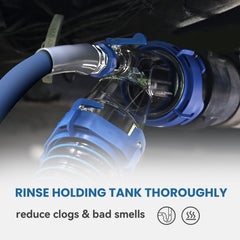 DUMPMAN sewer adapter for RV hose ensures secure 3-inch connections.
