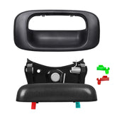 Dunhil tailgate handle with bezel for Chevy Silverado in textured black finish.