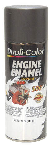 Dupli-Color Engine Enamel with Ceramic on an iron engine block for heat resistance and gloss.