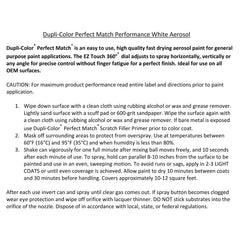 Application tips highlight fast-drying handling and user-friendly spray.