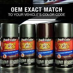 Dupli-Color Perfect Match universal black 8oz packaging for easy storage and use.