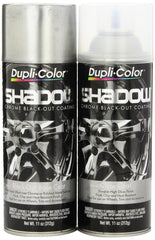 Dupli-Color Shadow Chrome basecoat spray on polished metal for dramatic dark chrome look.