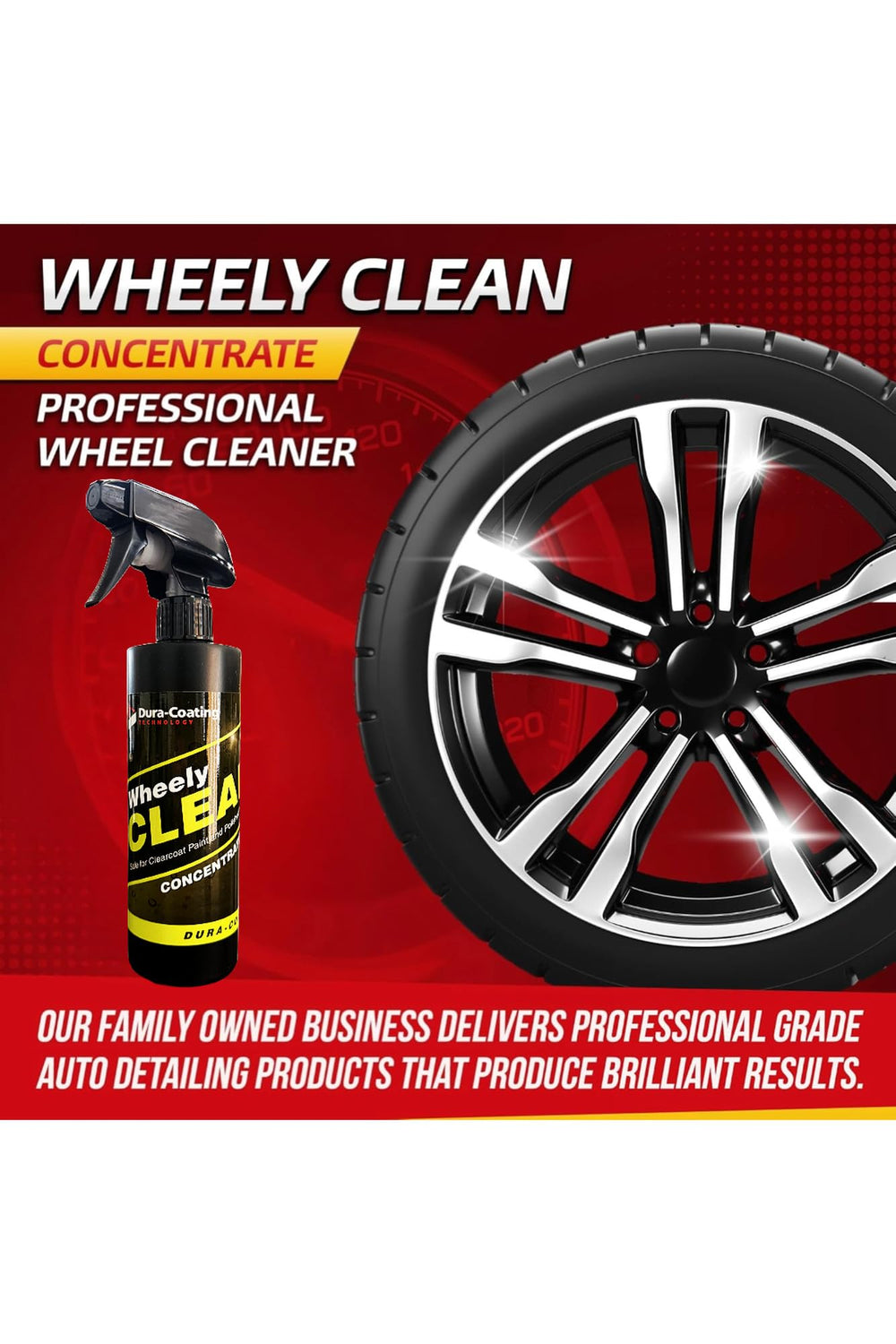 DURA-COATING Wheely Clean brush-action demonstrates easy scrubbing on rims.