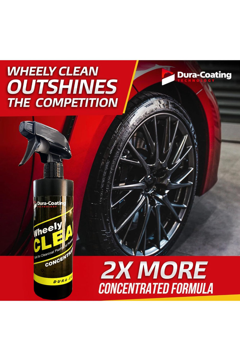 DURA-COATING Wheely Clean before-after shows restored wheel luster.