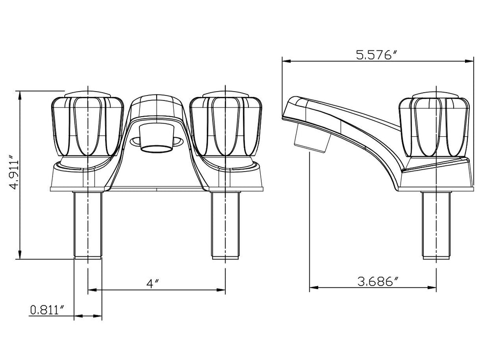 Dual smoked knobs provide easy control on the DF-PL700S-BQ rv faucet