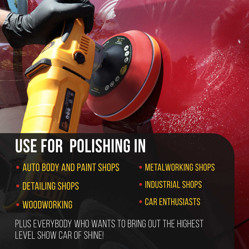 Dura-Gold Pro Series backing pad enables quick pad changes during detailing.