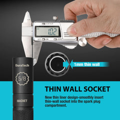 Laser-etched size markings on the socket for quick identification during work