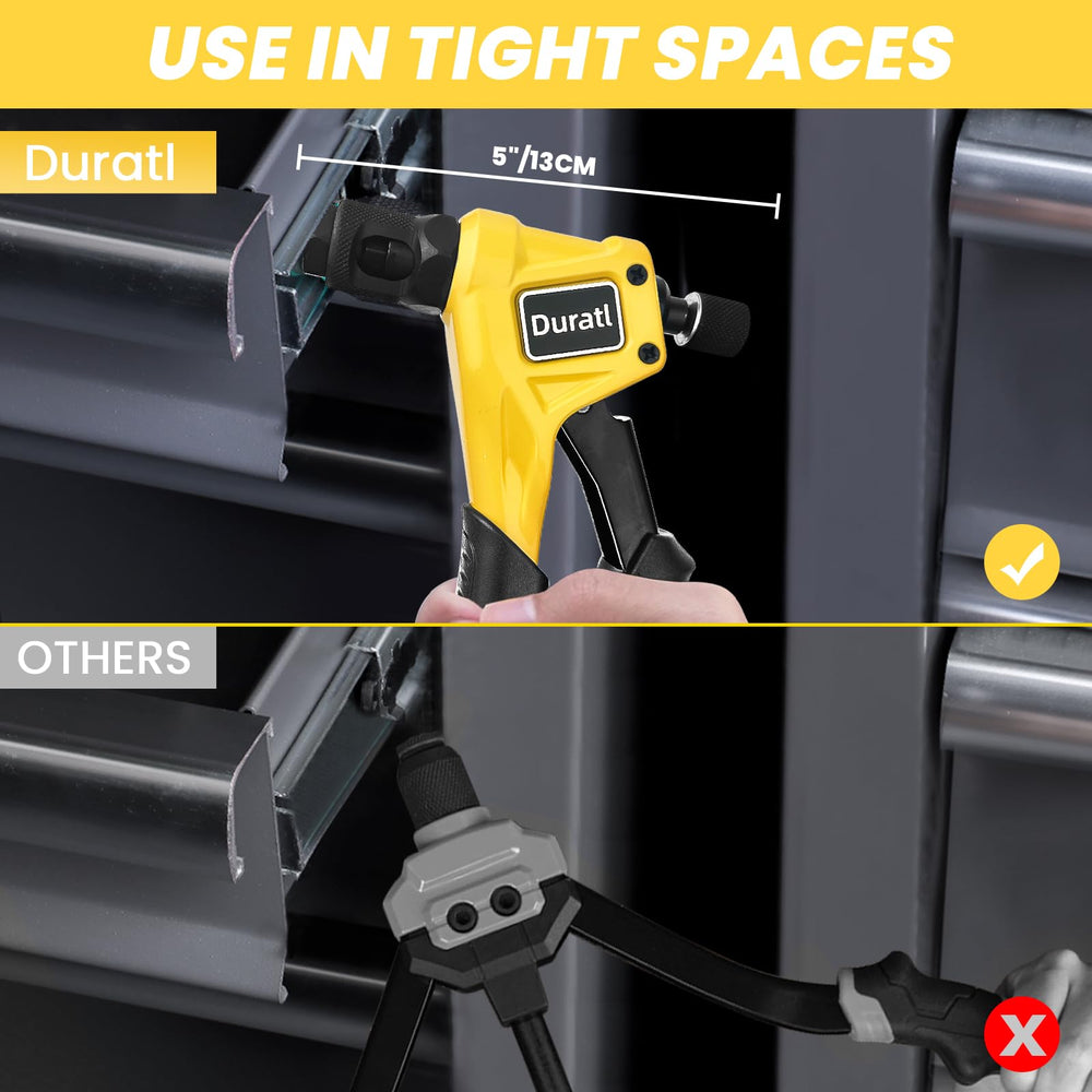 Duratl 8-inch right-angle tool designed for tight-space installations