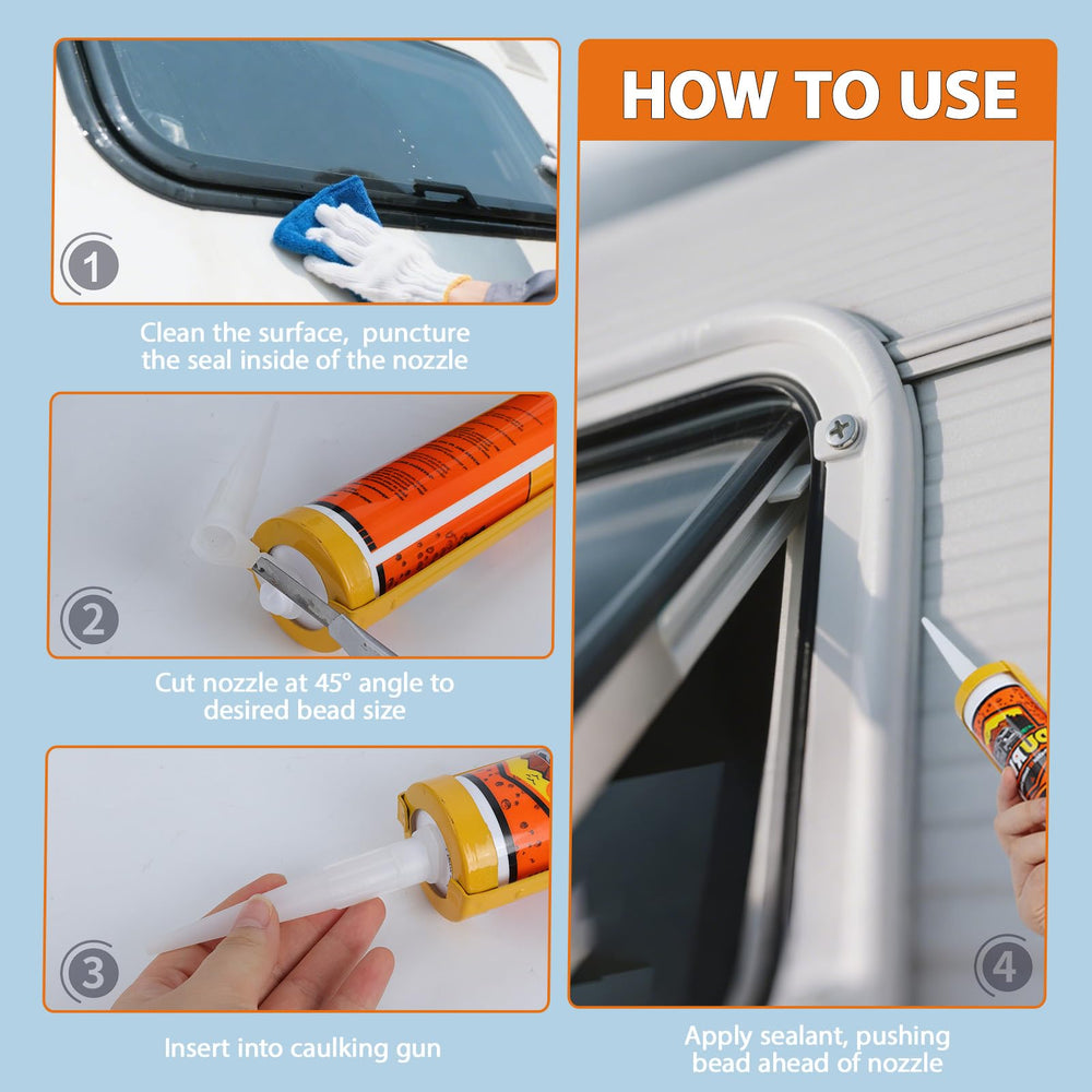 Durvol RV Clear Sealant seals over a damp surface, offering reliable bonding.
