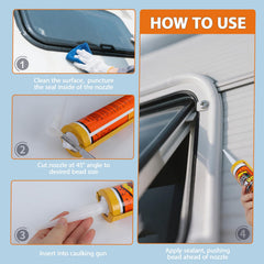 Durvol RV Clear Sealant seals over a damp surface, offering reliable bonding.