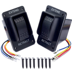 Dusledel power stabilizer switch extend/retract in action for effortless RV leveling.