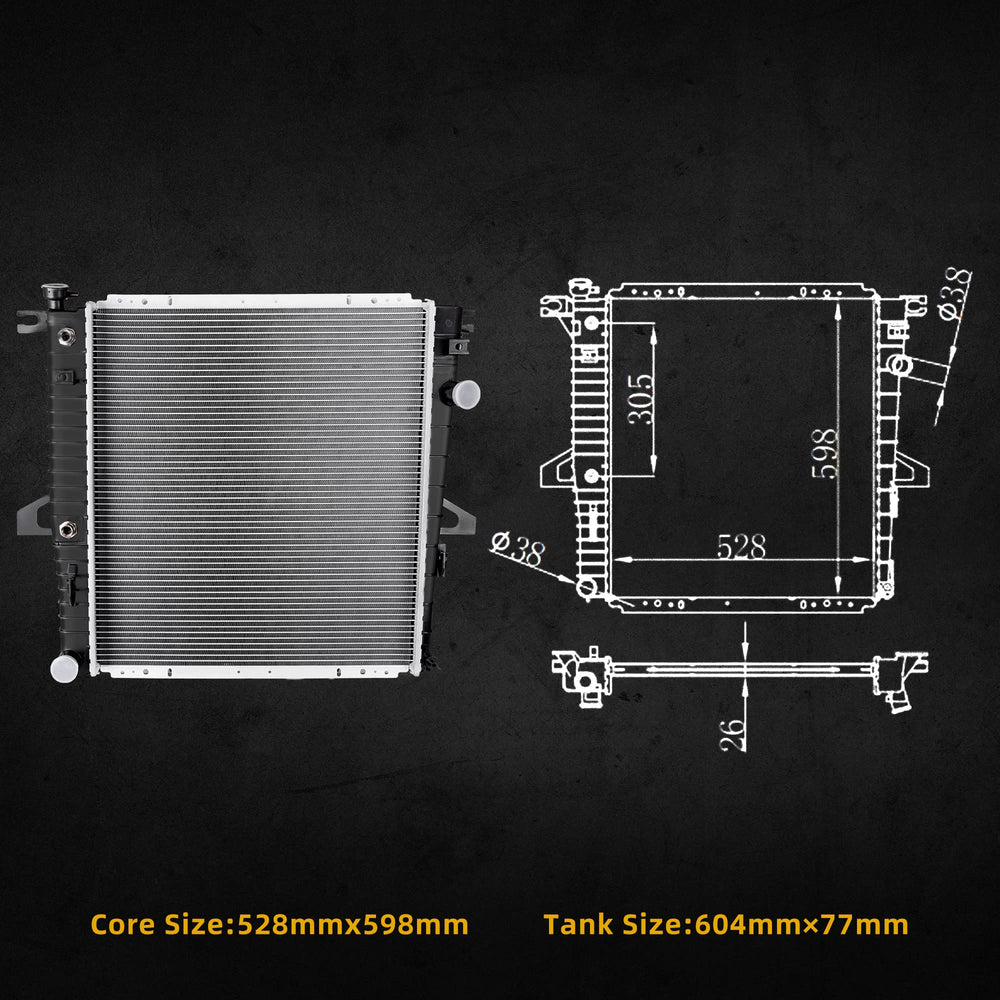 DWVO radiator for 1998-2009 B4000 4.0L promotes reliable cooling in cold weather.
