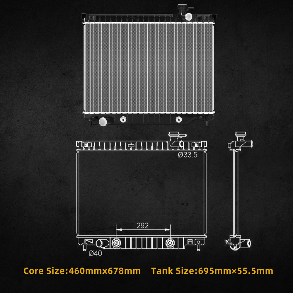 DWVO coated radiator resists corrosion and cold-weather wear.