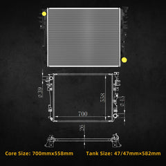 DWVO radiator installation-ready for Ram models with direct OEM fit