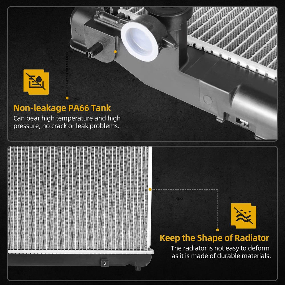 DWVO radiator featuring transmission oil cooler for stable temps.