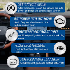 DXGTOZA Bronco Stop Eliminator dashboard indicator showing red power status.