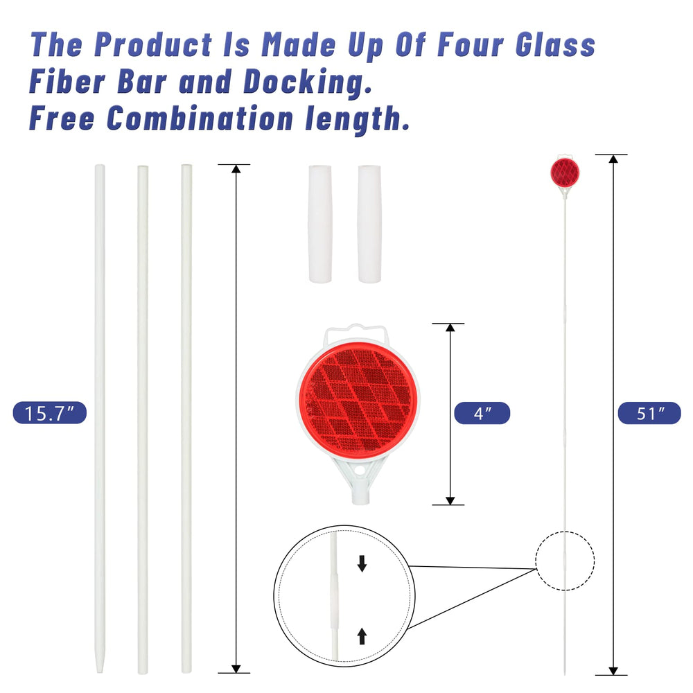 DXSIGN fiberglass pole driveway marker stands 51 inches tall for long-range visibility.