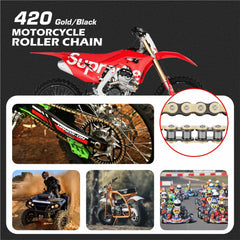ATV, dirt bike, and go-kart setup with 420 sprockets and DYC kit.